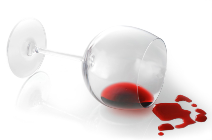 glass of red wine that spilled